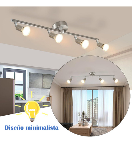 Dehobo Gu10 Cromo Lámpara De Riel Para Decorativas Moderna Iluminación 4 Luces Iluminación De Riel Color Plateado Flexible Lamparas Decorativas Colgantes Lamparas Decorativas Techo Lamparas De Riel