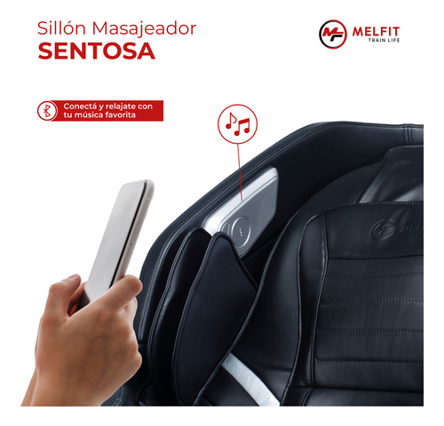 Sillon Masajeador Melfit Sentosa Rodillos Calor Bluetooth Color Negro