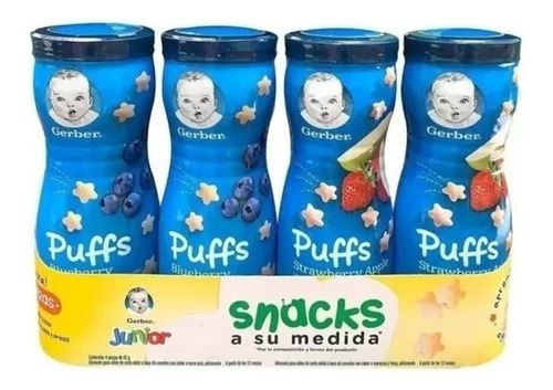 Snack Puffs Gerber Bebé Cereal Integral 4 Pzs De 42g Msi