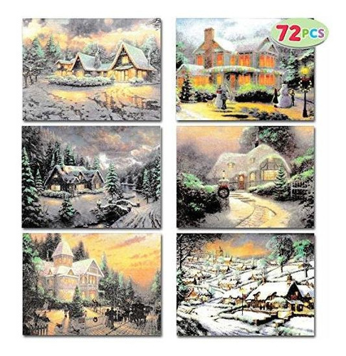 72 Tarjetas De Felicitación De Snowy Town Tarjetas De ...