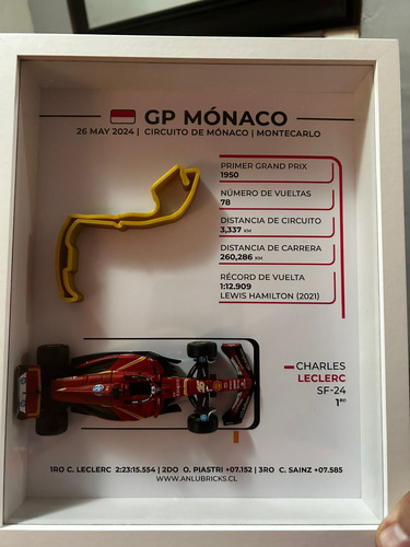 Cuadro Formula 1 Monaco 2024 Pista 3d Leclerc Ferrari F1