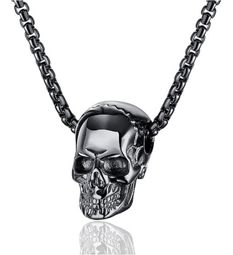 Collar Cadena Craneo Calavera Muerte Acero` Color Negro