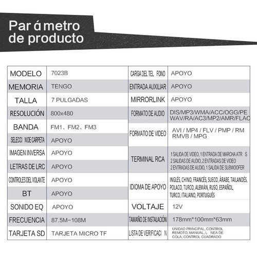 Imagen 7 de 9 de Mirror Link Bt Bluetooth Car Audio 7 Pulgadas 7023b