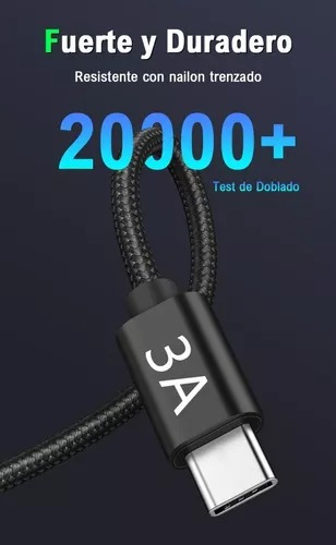 Cable Tipo C 2m A Tipo C A 3a Turbo Carga Rapida