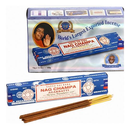 Caja Con 12 Paquetes Incienso Natural  Nag Champa Clásico 