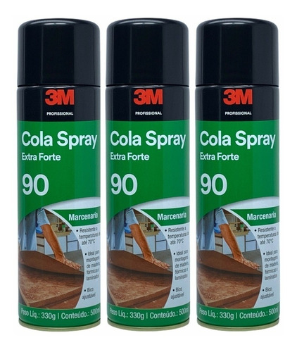 3 Cola Spray 90 Extra Forte 3m Madeira Fórmicas E Laminados