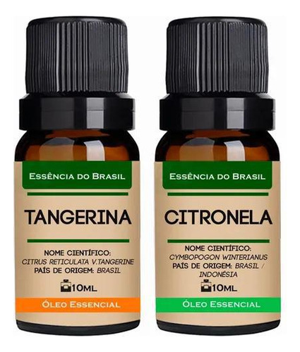 Kit 2 Óleos Essenciais 10ml - Tangerina + Citronela