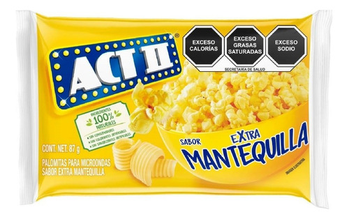 Palomitas Para Microondas Act Ii Sabor Extra Mantequilla 87g