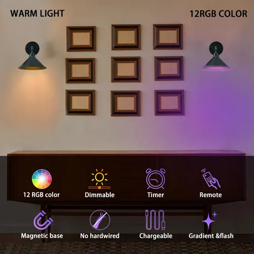 2 Juegos De Lamparas Recargables Con Iluminacion Rgb Y Contr