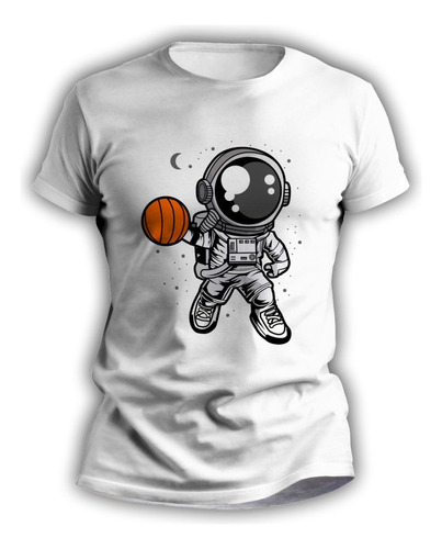 Remera Para Nenes Personalizada Astronauta Basquet - 0895