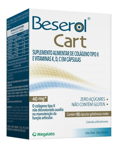 Colágeno Tipo 2 Vitaminas K D C Beserol Cart 90 Capsulas