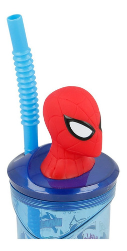 Imagen 2 de 5 de Vaso Spiderman Hombre Araña Figura 3d Sorbete Cresko Marvel