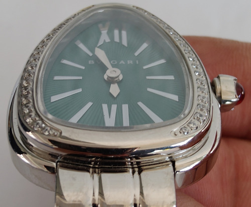 Reloj Bnlgr Mod. Serpentie Seduttorie Dama Correa Plata Bisel Con Piedras Caratula Verde (Usado)