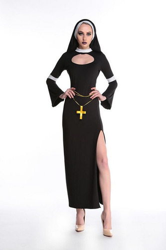 - Disfraz De Monja Medieval Vintage Negra Para Mujer