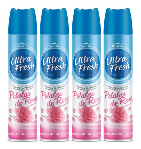 4 Odorizador Ambientes Dom Line Bom Ar 400ml Pétalas De Rosa