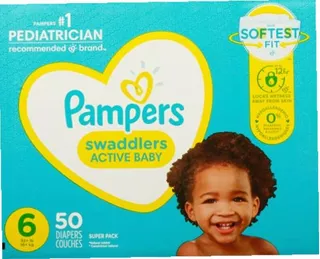 Diapers Size 6, 50 Count Pampers Swaddlers Disposable Baby