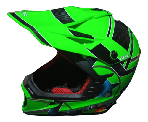 Casco Motocross Enduro Max Jump Green Kt V325 Ciclomotos