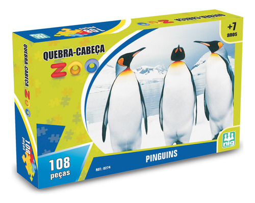 Quebra Cabeça Zoo Pinguins 108 Peças Nig