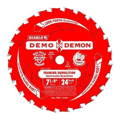 Diablo Demo Demon 7-1 / 4 ''x 24-dientes De Sierra Circular