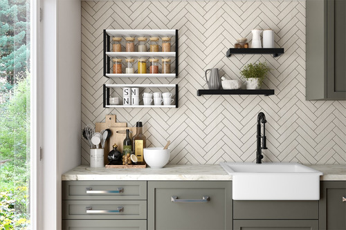 Nichero de metal MDF de estilo industrial, 3 niveles, 60 cm, color blanco