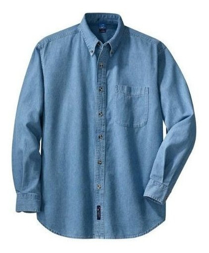 Camisa Denim Manga Larga 5x Azul Desgastado