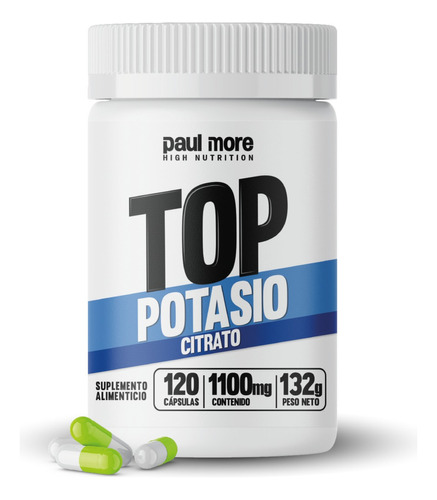 Suplemento Potasio Citrato - 120 Cápsulas 1100mg Paul More