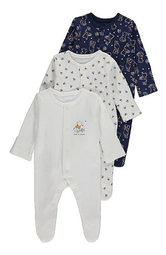 100% Algodon Set * 3 Pijamas Enterizas Para Bebe 1682 1698