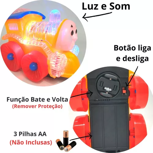 Trem Bate e Volta com Som e Luz - Toy King - Button Shop