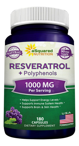 Asquared Nutrition Resveratrol Natural Con Extracto De Vino 