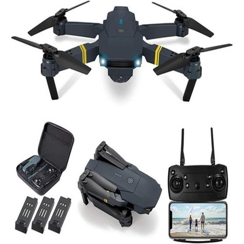 1 Drone E58 Con Cámara Hd Negra De 2,4 Ghz, 3 Baterías