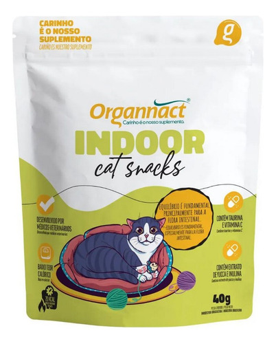 Petisco Gatos Indoor Cat Snacks 40g Organnact