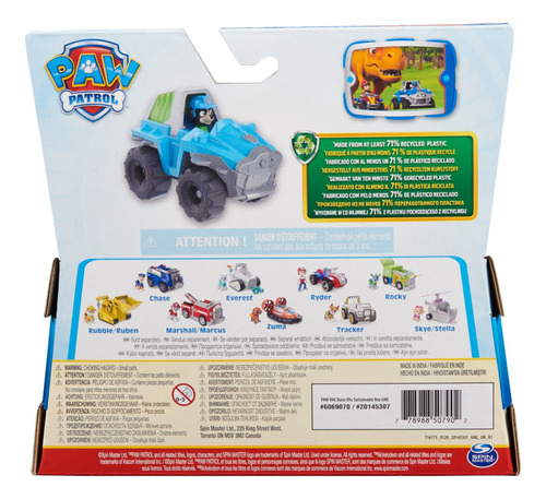 Paw Patrol Vehiculo Basico Rex Azul Con Negro