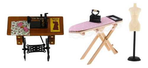 F 3 Piezas 1:12 Casa De Muebles En Miniatura Plancha Y De