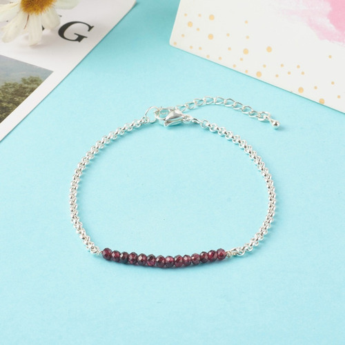 Pulsera Acero Inoxidable Granate Natural 6147 Protección Rojo 19 Cm 19 Cm