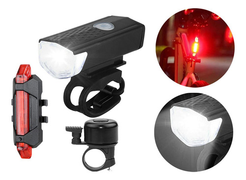 Juego De Lámparas De Bicicleta Recargables Por Usb, Luces