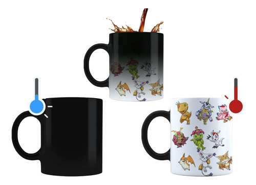 Digimon Digital Monsters Taza Magica Tu Propio Estilo Negro