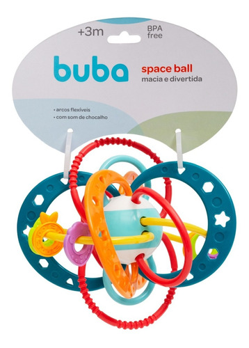 Buba Space Ball Mordedor Chocalho Macio Divertido Flexível