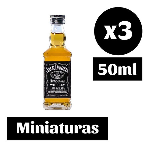 3x Whiskey Jack Daniels Miniatura 50ml Apple Fire Honey N°7
