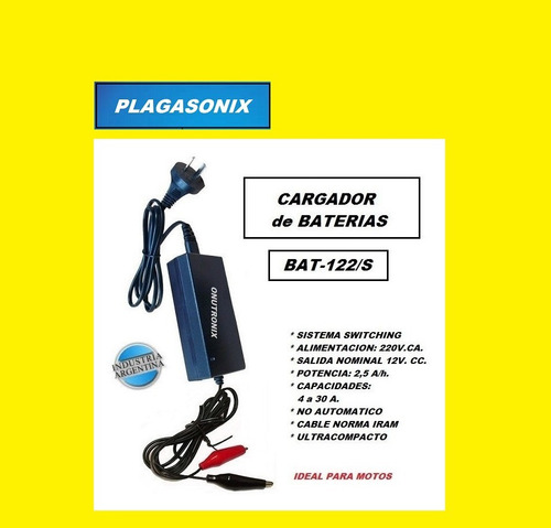 Imagen 2 de 8 de Cargador Baterias Rapido 12v./7a. Mod. Bat-122/s 2,5 A/h. Plagasonix Argentina Ventas Por Mayor Y Menor