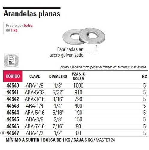 Imagen 3 de 5 de Arandela Plana 5/16' Fiero 44544