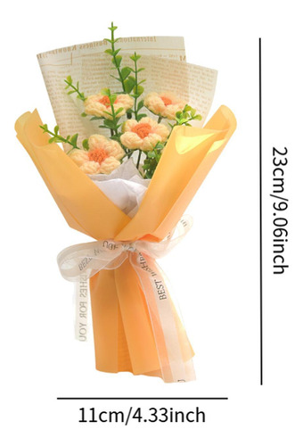 Ramo De Flores De Crochet Flowet Bouquet De Punto Amarillo