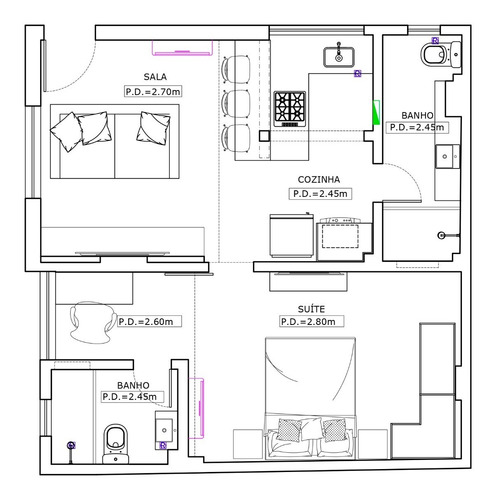 Imagem 22 de 27 de Copacabana Quarto/sala Com Suíte 44m