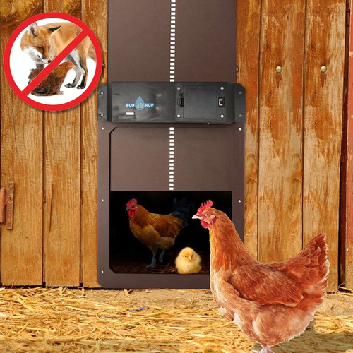 Imagen 2 de 4 de Puerta Automática A Pilas Para Gallinas, Aves. Anti Zorros