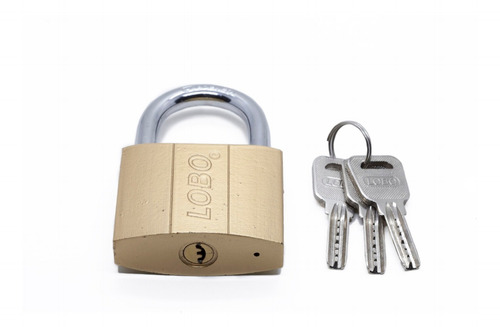 Candado Con Llave Curva Hierro Dorado