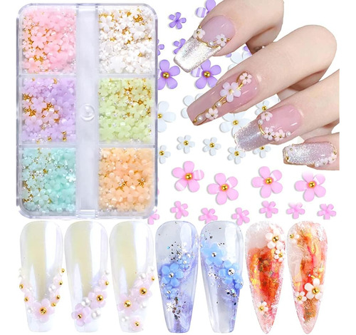 ~? 3d Flower Nail Art Charms, 6 Grids 3d Acrylic Nail Flower