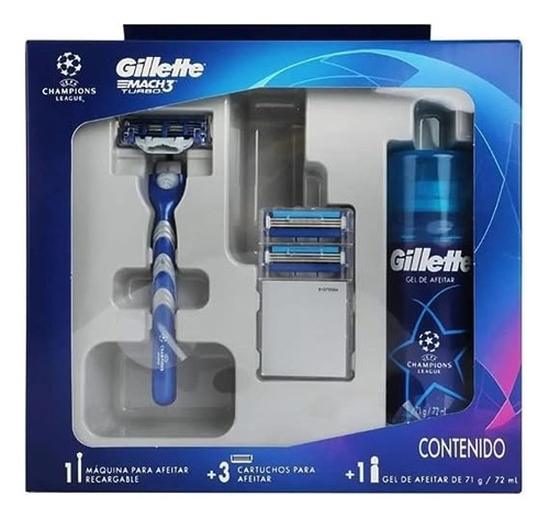 Gillette Mach 3 Turbo Champions League Edition + 1 Gel 72 Ml