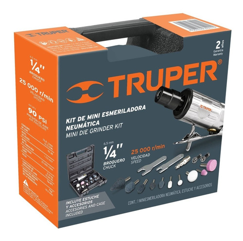 Kit Rectificadora Neumática Piedras Adaptador Llave Truper