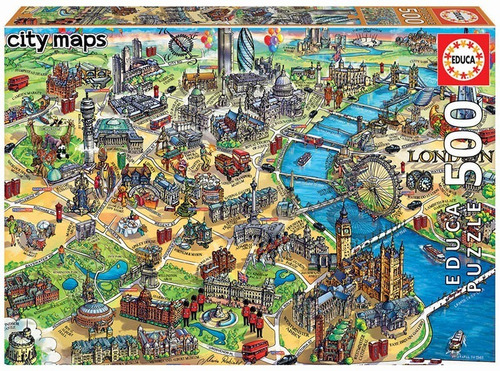 18451 Mapa Londres Caricatura Rompecabezas 500 Piezas Educa