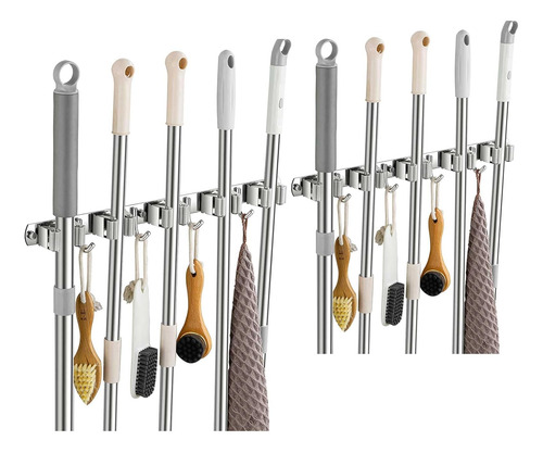 Soporte Para Escobas De Pared De 2 Piezas, Soporte De Acero