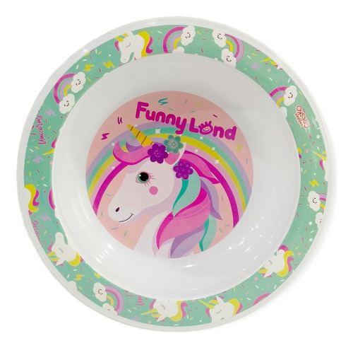 Bowl Plato Hondo Infantil X2 Uniades Personajes 15,5x3,5 Cm Color Unicórnio Infantiles